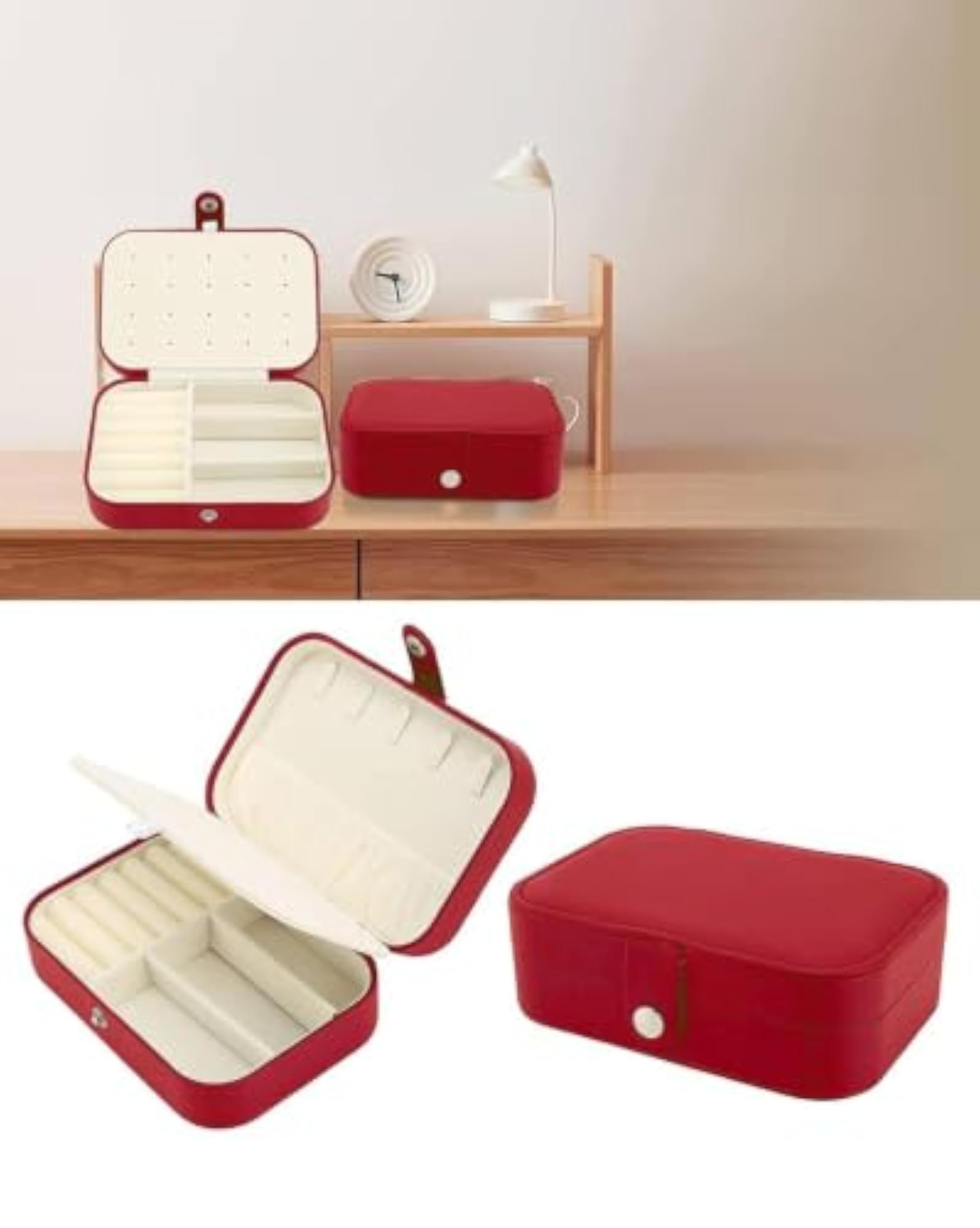 Portable Travel Jewelry Box, Small Two-Layer Organizer